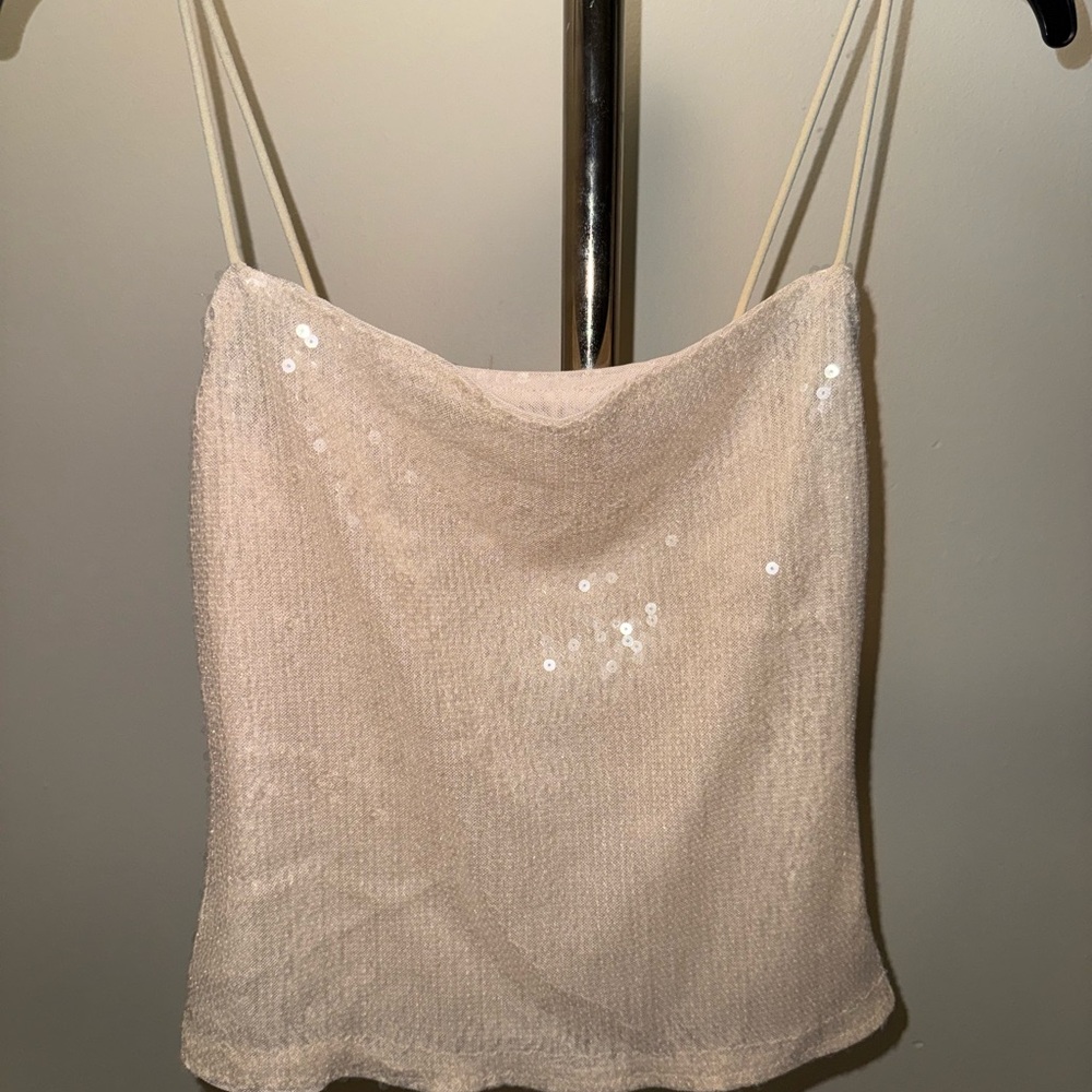 Elegant Cream Sequin Women's Top